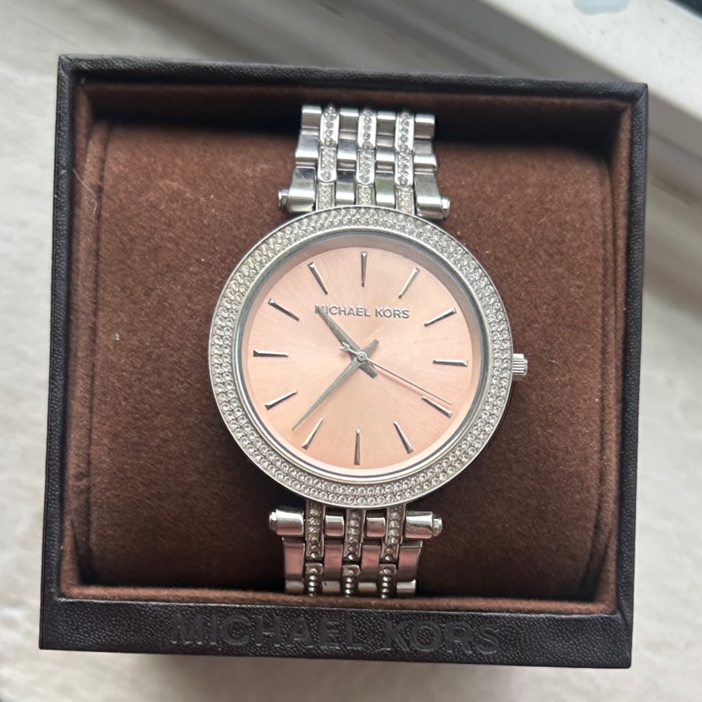 Michael Kors Silver and Rose Gold Women's Watch